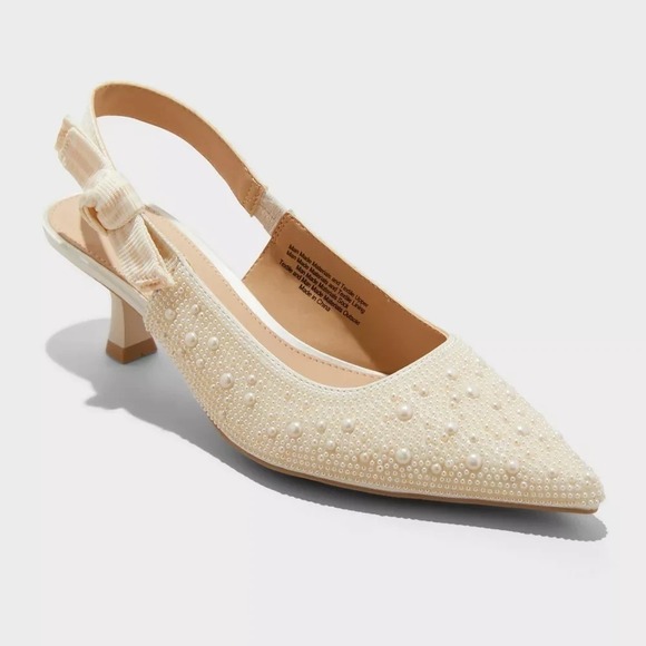a new day Shoes - Women's A New Day Milan Pearl Slingback Heels Ivory Size 8 New With Tags
